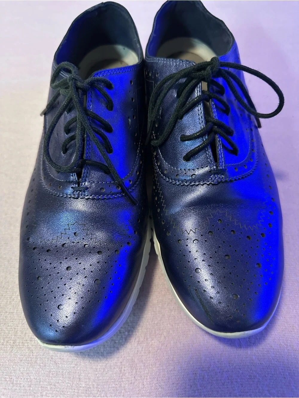 Cole Haan Navy Leather Wingtip Oxford Shoes